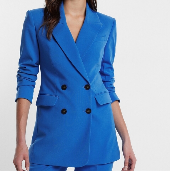 Express Jackets & Blazers - Express Double Breasted Hourglass Blazer Blue Tailored Blazer Size 2